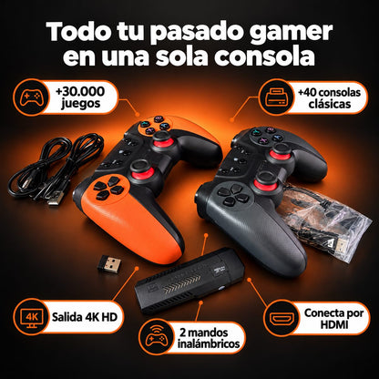 Consola retro con +30.000 juegos, 40 consolas clásicas y salida 4K