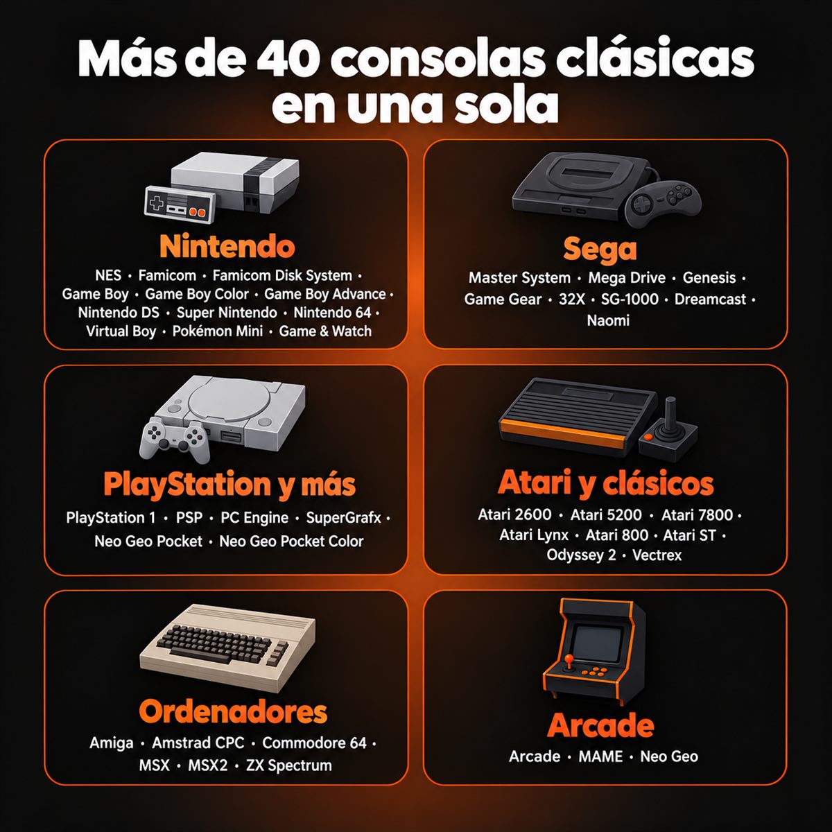 Más de 40 consolas clásicas en una sola