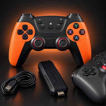 Mando inalámbrico naranja con stick HDMI