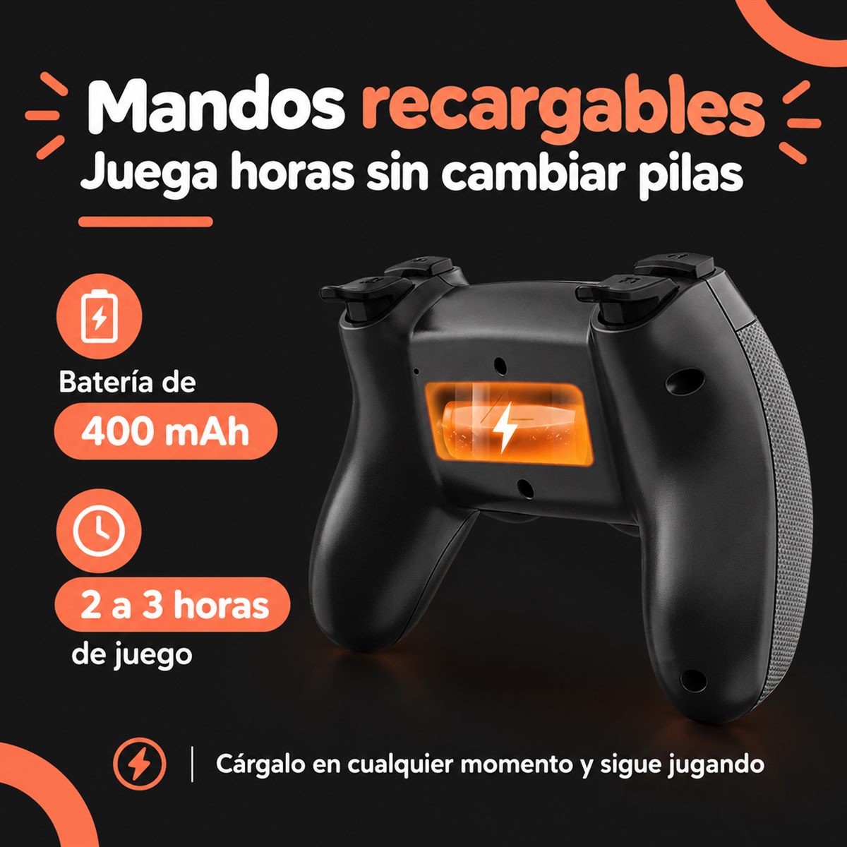 Mandos recargables con batería de 400 mAh